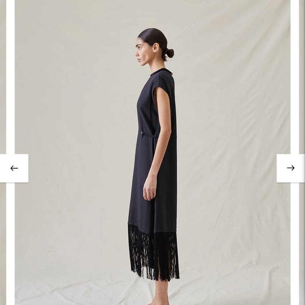 Attersee Fringe Dress Nazy/Black | Sz 3 (L) | Good Condition w/ 2 signs of wear - Picture 5 of 15